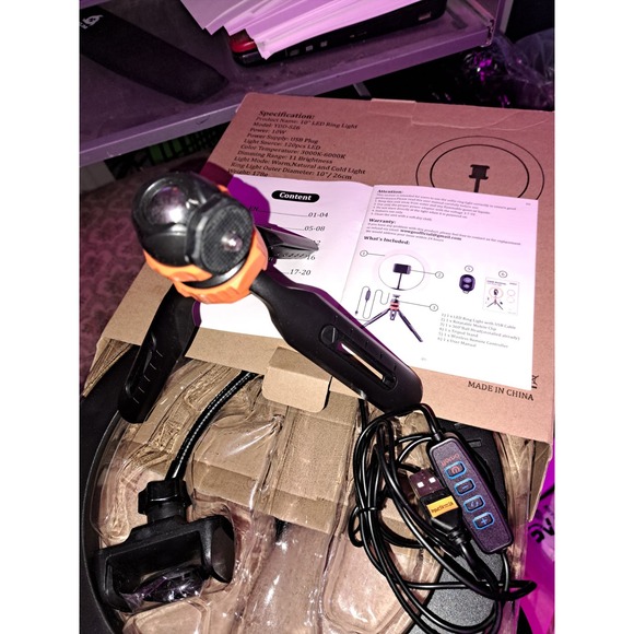 NIB-Ring Light 10in  LED Selfie Ring Light with Tripod & Wireless Remote Control - Picture 10 of 11